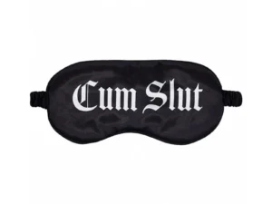 Shots America LLC Ouch! Cum Slut Printed Satin Mask in Black - Part Number OU1065BLK