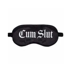 Shots America LLC Ouch! Cum Slut Printed Satin Mask in Black - Part Number OU1065BLK