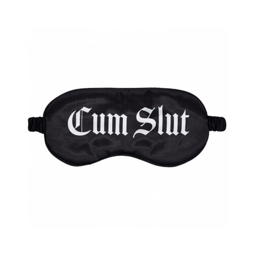 Shots America LLC Ouch! Cum Slut Printed Satin Mask in Black - Part Number OU1065BLK