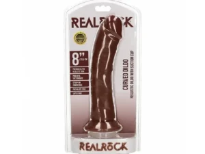 Shots America LLC RealRock 9 Inch Curved Brown Cock - Realistic G-Spot Vibrator with Suction Cup