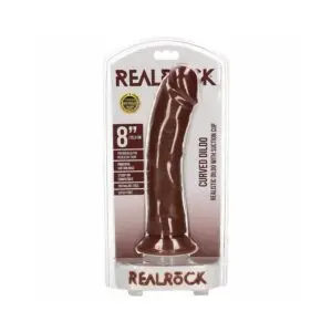 Shots America LLC RealRock 9 Inch Curved Brown Cock - Realistic G-Spot Vibrator with Suction Cup