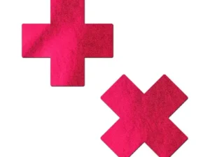 Pastease Plus X Liquid Red Cross Nipple Pasties - Hand-Made Gold Star Pasties with Waterproof Adhesive