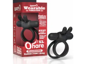 Screaming O Rechargeable Ohare XL Black - Premium Silicone Vibrating Ring with Rabbit Ears