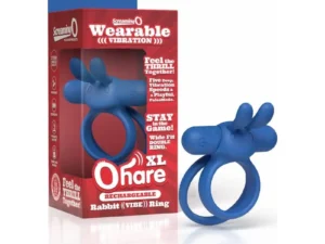 Screaming O Rechargeable Ohare XL Blue – Enhanced Vibrating Cock Ring with Soft Touch Bullet and Rabbit Ears