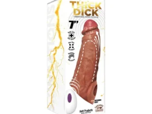 Hott Products Unlimited Skinsations Thick Dick 7-inch Vibrating Penis Sleeve with Remote - Caramel Lovers