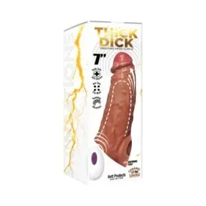 Hott Products Unlimited Skinsations Thick Dick 7-inch Vibrating Penis Sleeve with Remote - Caramel Lovers