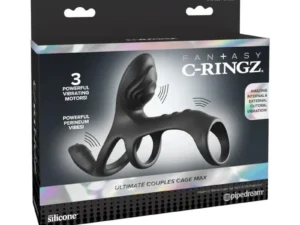 Pipedream Fantasy C-Ringz Ultimate Couples Cage Max Black – Triple Motor Waterproof Cock and Clitoral