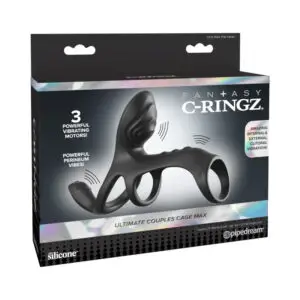 Pipedream Fantasy C-Ringz Ultimate Couples Cage Max Black – Triple Motor Waterproof Cock and Clitoral