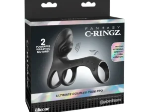 Pipedream Fantasy C-Ringz Ultimate Couples Cage Pro Black – Dual Motor Rechargeable Cock Ring with Clitoral
