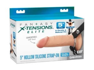 Pipedream Fantasy X-Tensions Elite Silicone Hollow Strap-On Dual Density 5-inch Light