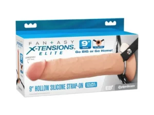 Pipedream Fantasy X-Tensions Elite Silicone Hollow Strap-On Dual Density 9-inch Light