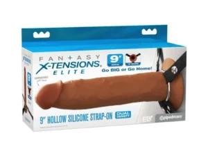 Pipedream Fantasy X-Tensions Elite Silicone Hollow Strap-On Dual Density 9-inch Brown