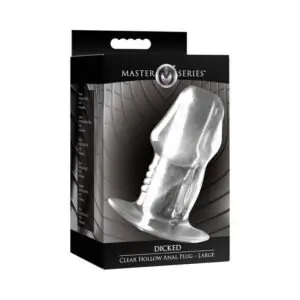 XR LLC Master Series Dicked Clear Hollow Anal Plug Large