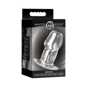 XR LLC Master Series Dicked Clear Hollow Anal Plug Small