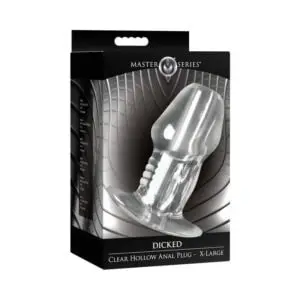 XR LLC Master Series Dicked Clear Hollow Anal Plug XLarge - Transparent, Tapered Design for Safe and Creative
