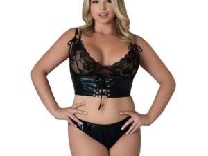 Magic Silk Euro Lux Bralette, Cincher & Panty Set Black Queen Size