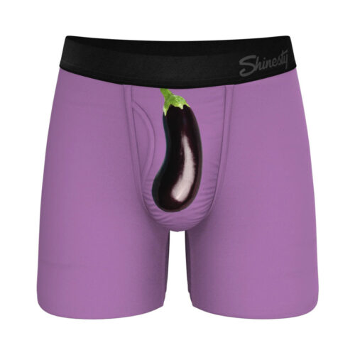 Shinesty The Double Entendre Eggplant Ball Hammock Pouch Underwear with Fly S - MicroModal Comfort and Support