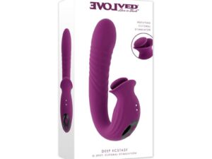 Evolved Deep Ecstasy Wild Aster Rechargeable Thrusting Vibrator with Rotating Clitoral Stimulator