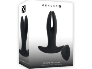 Evolved Gender X Spread The Love Black – Dual Vibrating and Spreading Toy with Remote Control