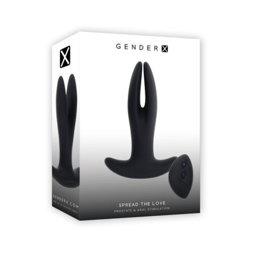 Evolved Gender X Spread The Love Black – Dual Vibrating and Spreading Toy with Remote Control