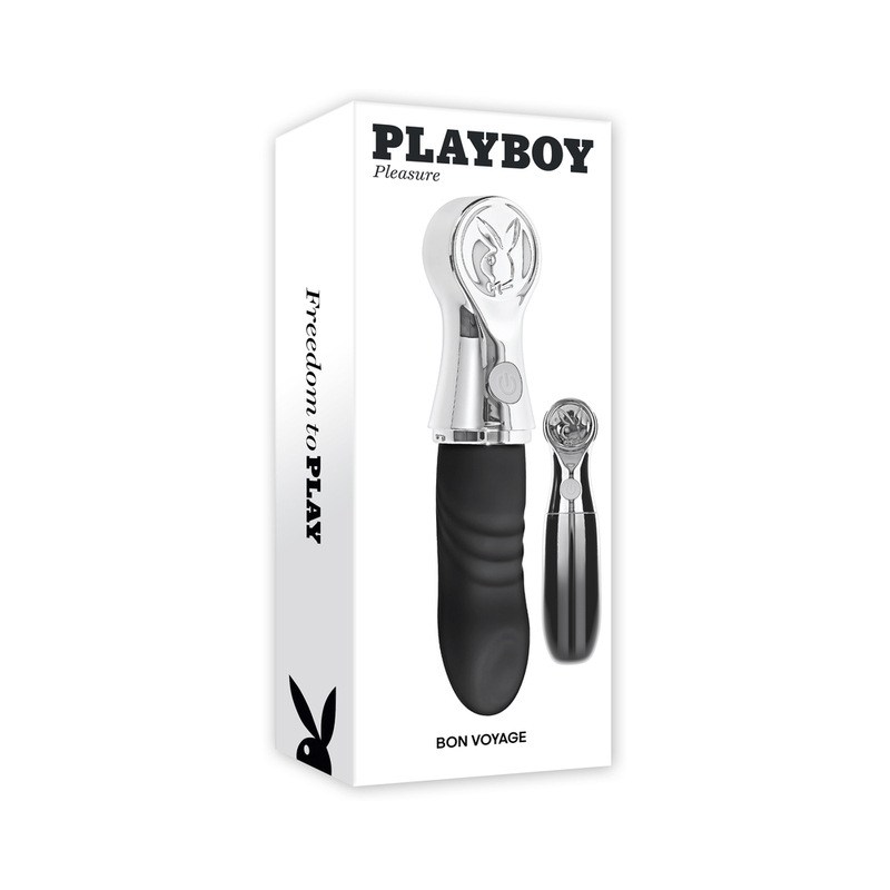 Evolved Playboy Bon Voyage Hematite/Chrome Rechargeable Waterproof Tapping  Toy - Condom Sense