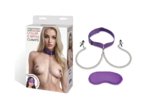 Electric EEL Inc. Lux Fetish Collar & Nipple Clamps - Adjustable Sensory Play Set