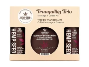 Earthly Body Hemp Seed Massage in a Box Gift Set Skinny Dip – Spa-Quality Massage Kit with Hemp Seed, Jojoba