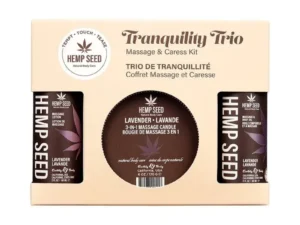 Earthly Body Hemp Seed Massage in a Box Gift Set Lavender – Spa-Quality Massage Kit with Hemp Seed Oil, Candle, Lotion
