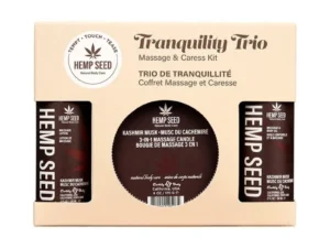 Earthly Body Hemp Seed Massage in a Box Gift Set Kashmir Musk – Relaxing Spa-Quality Massage Kit with Candle
