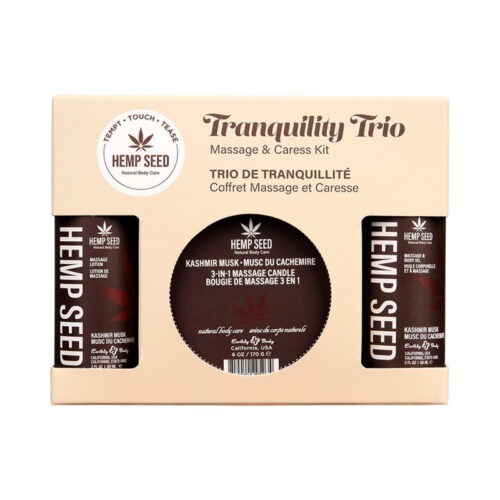 Earthly Body Hemp Seed Massage in a Box Gift Set Kashmir Musk – Relaxing Spa-Quality Massage Kit with Candle, Lotion, and Oil