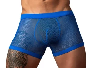 Male Power Fishnet 2.0 PCH Short Royal Large - Comfortable Men's Fishnet Underwear with Supportive Pouch