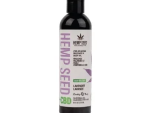 Earthly Body Hemp Seed CBD Relaxing Massage and Body Oil Lavender 8 oz.