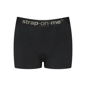 Lovely Planet USA Strap-On-Me Harness Lingerie Allure Black XL – High-Waist Boxer with Silicone Ring
