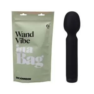 Doc Johnson Wand Vibe in a Bag Rechargeable Silicone Vibrator Black