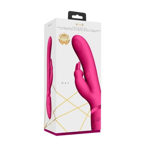 Shots America LLC VIVE045PNK VIVE May Rechargeable Dual Pulse-Wave Silicone Rabbit Vibrator, Pink