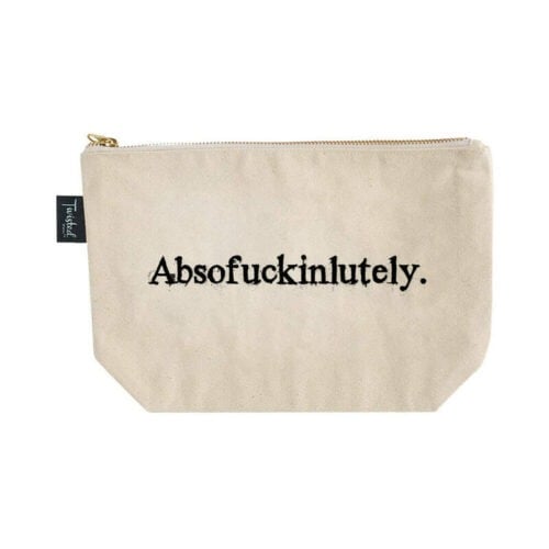 Twisted Wares Absofuckinlutely Bitch Bag - Cotton Canvas Tote with Vinyl Lining and Gold Zipper