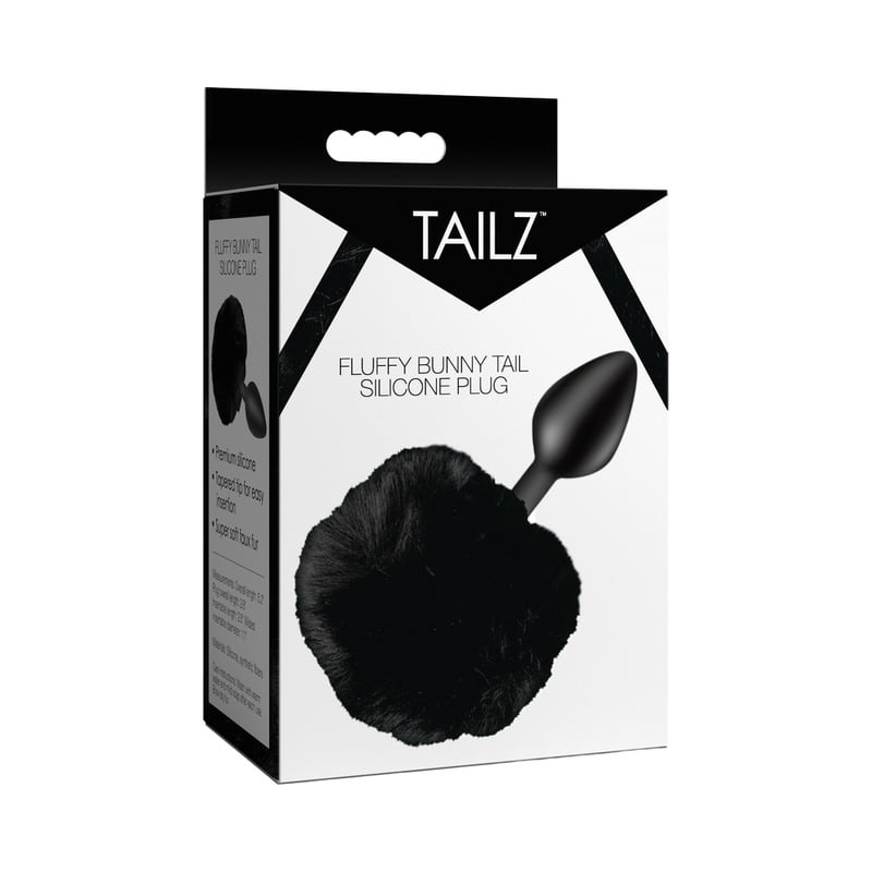XR LLC Tailz Fluffy Bunny Tail Silicone Plug Black