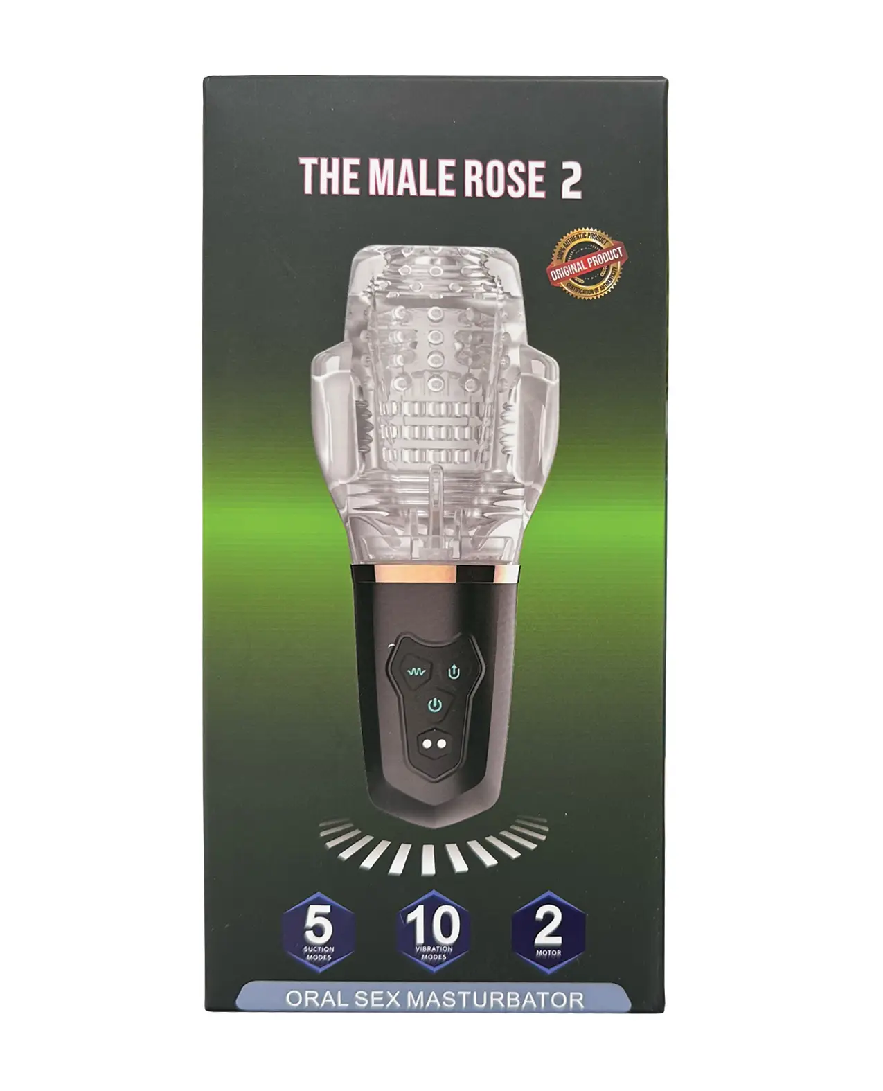 The Male Rose 2 Rechargeable Sucking and Vibrating Masturbator, Black