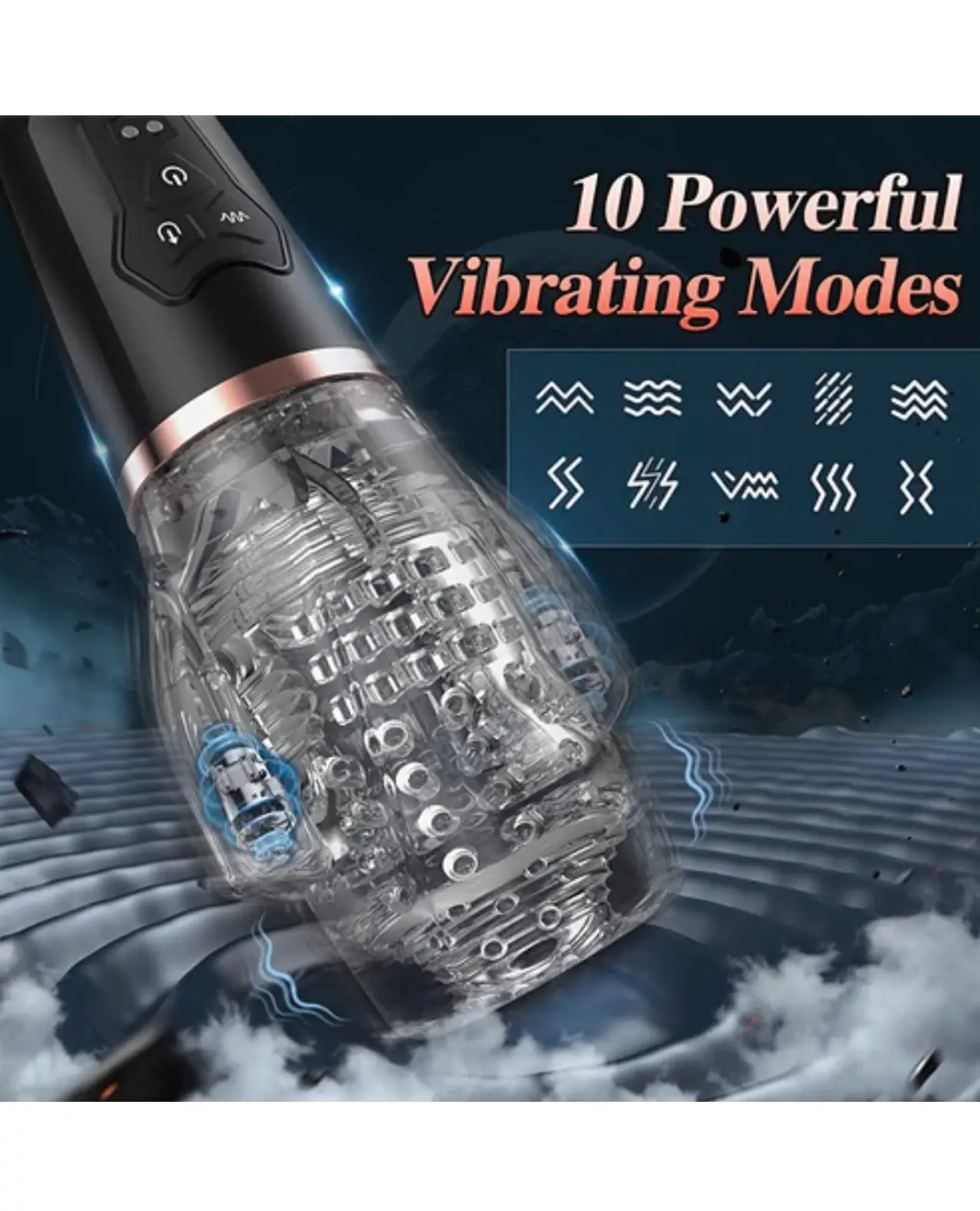 The Male Rose 2 Rechargeable Sucking and Vibrating Masturbator, Black - Image 4