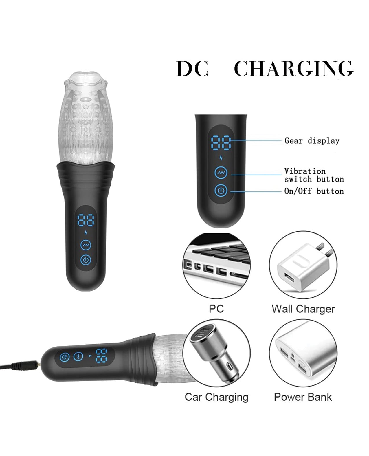 The Male Rose Pro Rechargeable Thrusting, Rotating & Vibrating 3D Masturbator - Black - Image 3