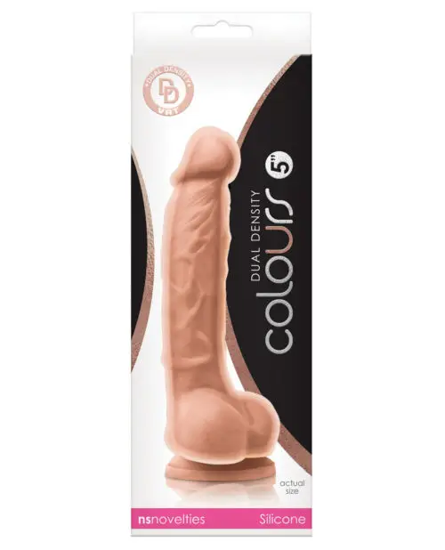 Colours Dual Density Silicone Suction Cup Dildo, White, NSN-0403-11