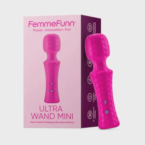 FemmeFunn Ultra Wand Mini Rechargeable Flexible Textured Silicone Vibrator - Pink