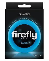 Firefly Halo Medium Silicone Cock Ring Glow In The Dark - Blue